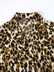 Close-up of the leopard-print shirt collar and buttons