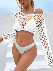 White crochet cover-up, front view