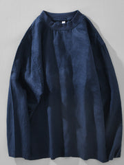 Navy long-sleeve crewneck T-shirt, front view