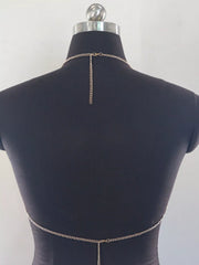 Back view of halter top chain fastening