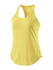Bright yellow round-neck racerback active tank