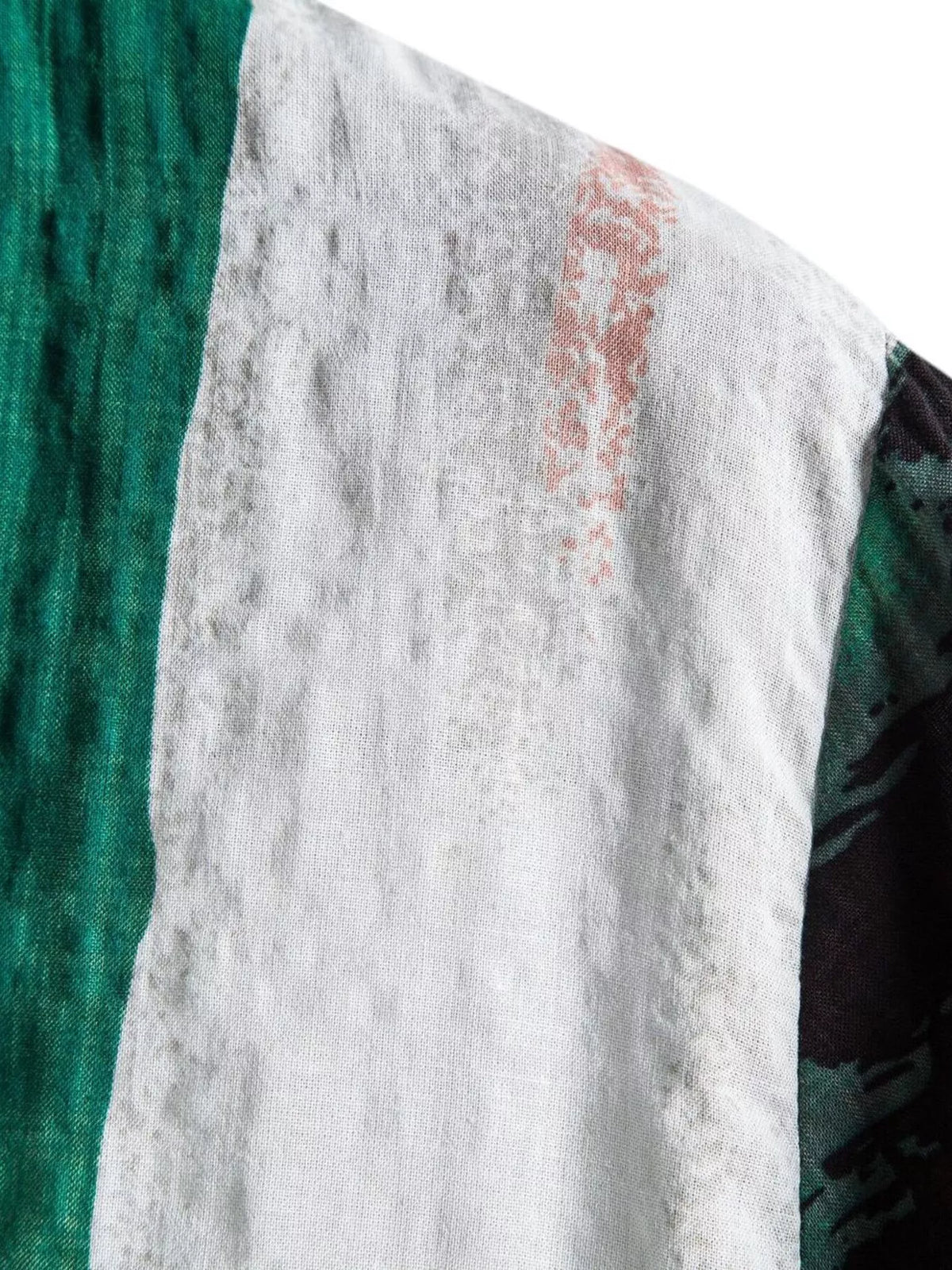 Close-up of the white and green color-block fabric