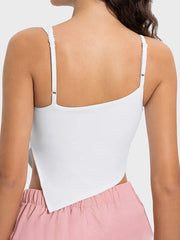 Back view highlighting the double straps of the peach cami