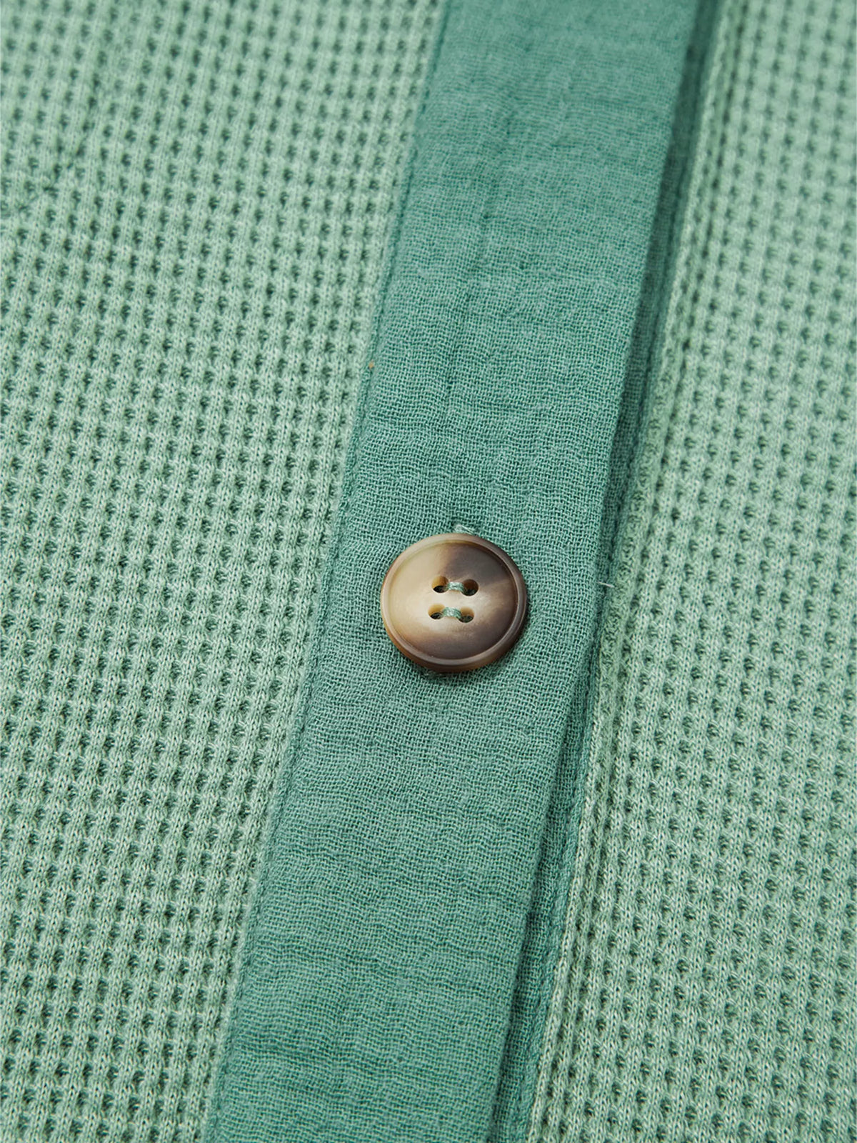 Close-up of front placket and textured fabric