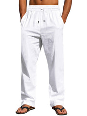 Model wearing white pants from behind