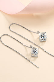 Chain threader earrings arranged in loops with square clear-stone drops