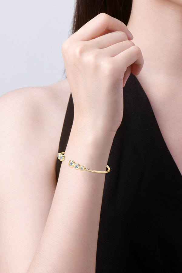 Silver-tone moissanite bracelet with stone accents in a close product view