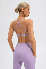 Lavender cami showing crisscross back straps
