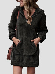 Half-zip dropped-shoulder oversized hoodie in black front view
