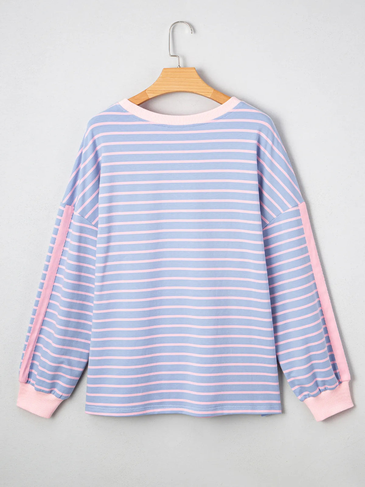 Back product view of striped sweatshirt