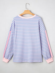 Back product view of striped sweatshirt