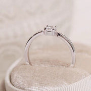 0.5 carat moissanite solitaire ring in 925 sterling silver, close-up
