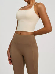 Criss-cross back sports bra detail
