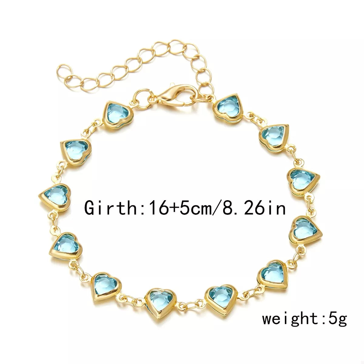 Gold-plated heart bracelet arranged in a circle