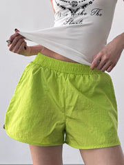 Front view of elastic waist active shorts