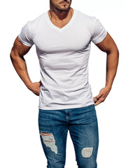 Olive V-neck T-shirt, front view