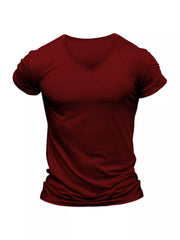 Burgundy V-neck T-shirt, front view