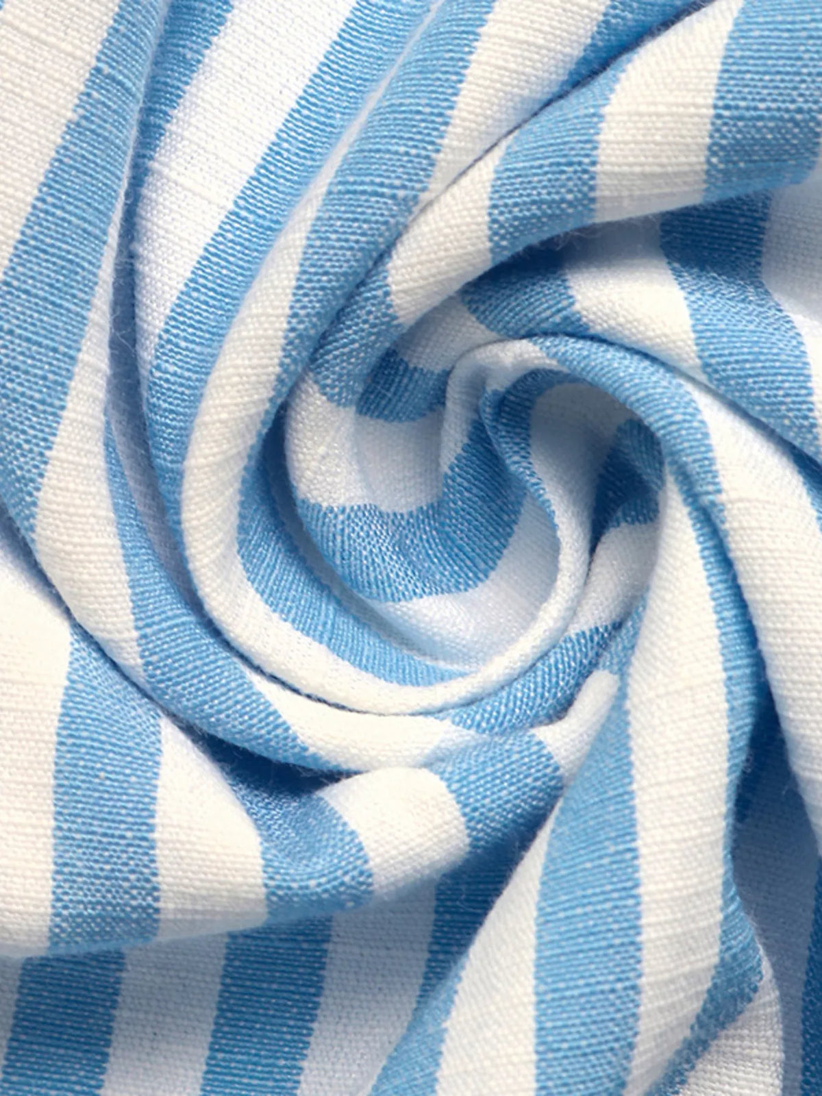Close-up of blue and white striped fabric texture