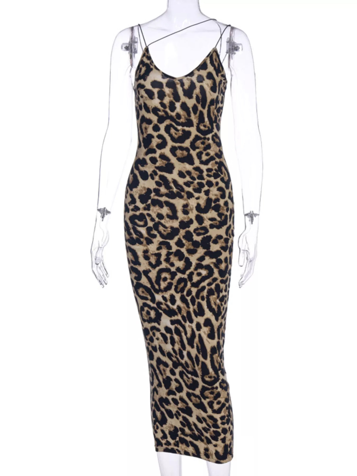 Leopard print midi dress, full product view